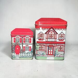 Vintage Hallmark House Tin Set - 80s Collectible in Vintage Condition But Still